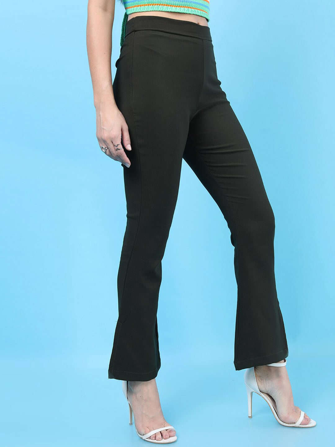 Shop Women Straight Leg Tapered Pants With Slit Online.