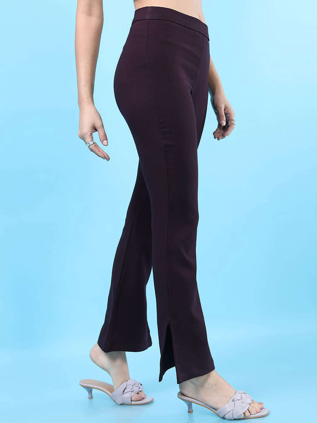 Shop Women Straight Leg Tapered Pants With Slit Online.