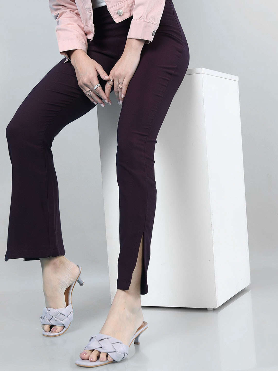 Shop Women Straight Leg Tapered Pants With Slit Online.