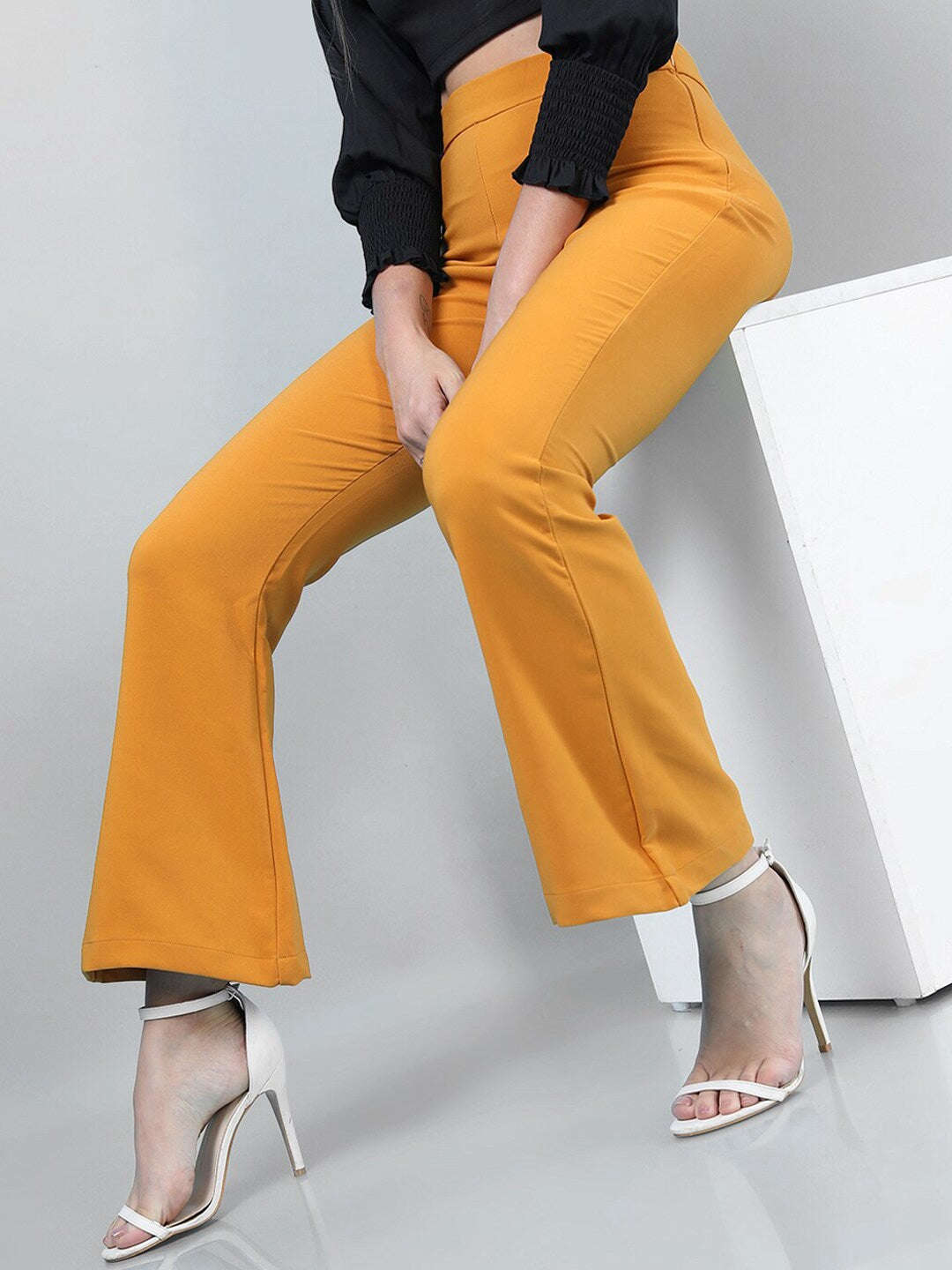 Shop Women Solid Bootcut Pant Online.