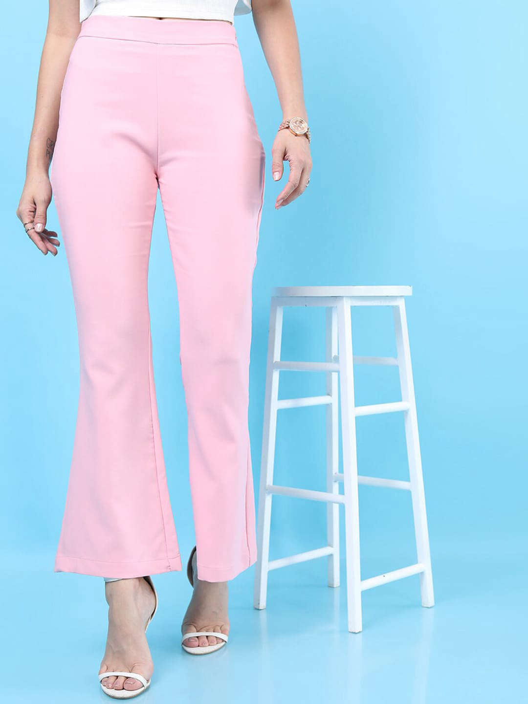 Shop Women Solid Bootcut Pant Online.