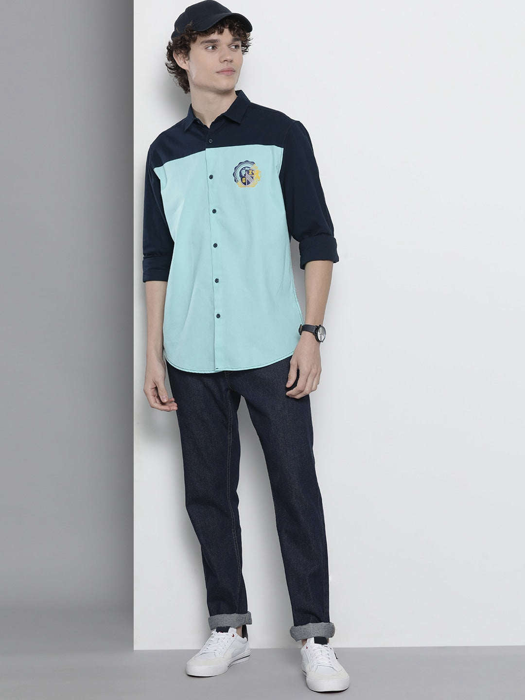 Shop Men Colourblocked Shirt Online.