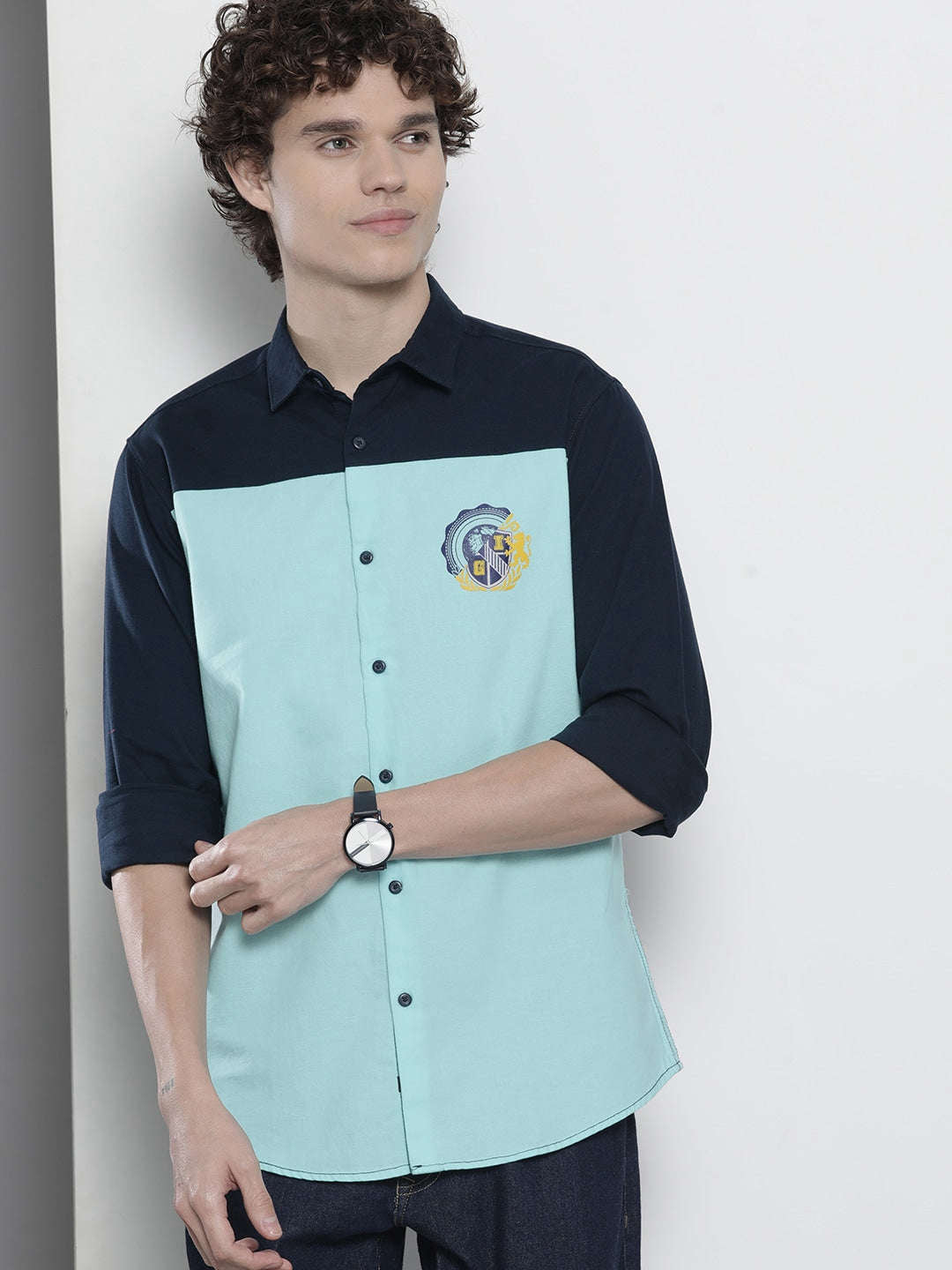 Shop Men Colourblocked Shirt Online.