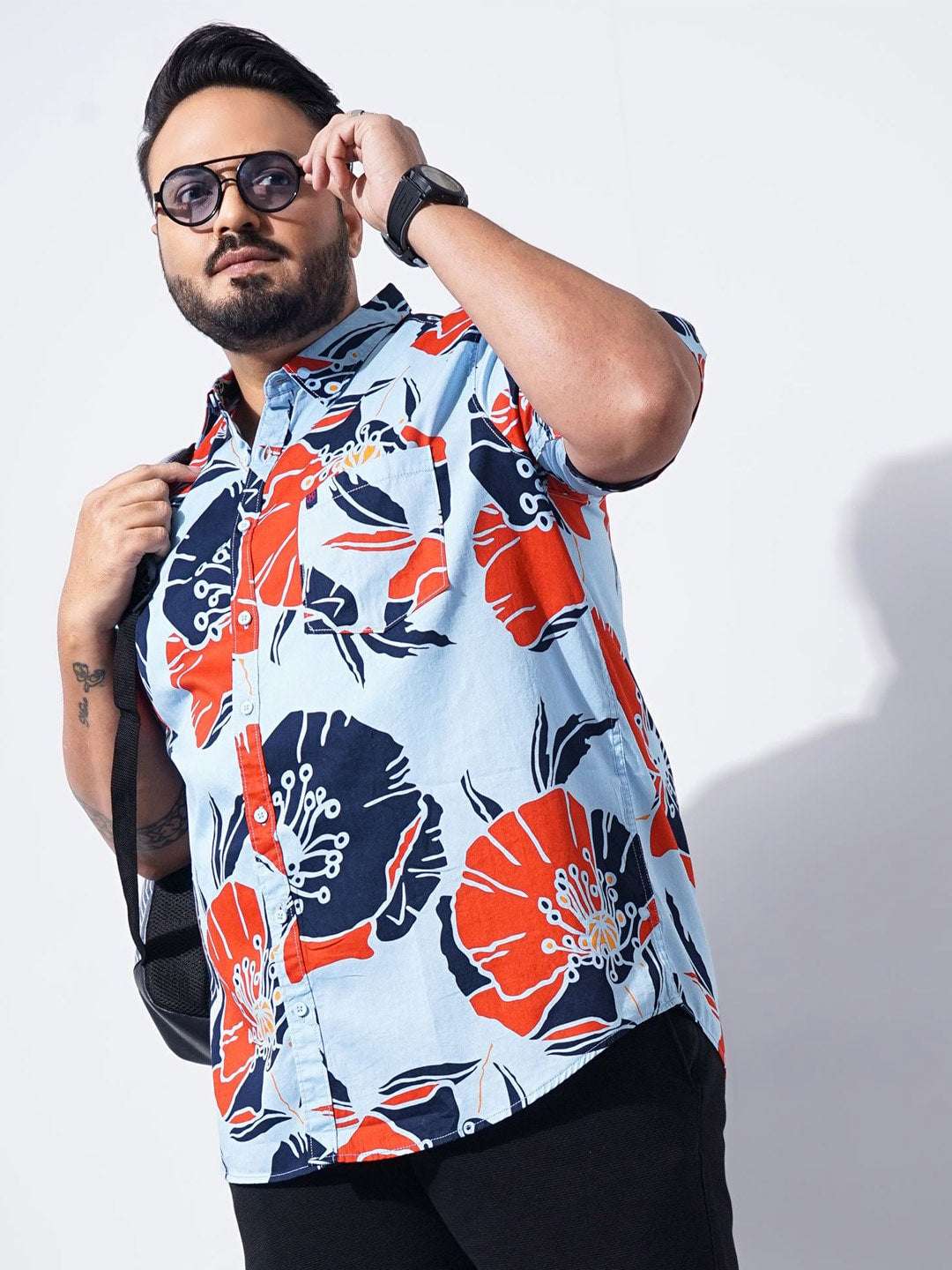 Shop Men Plus Size Floral Printed Shirt Online.