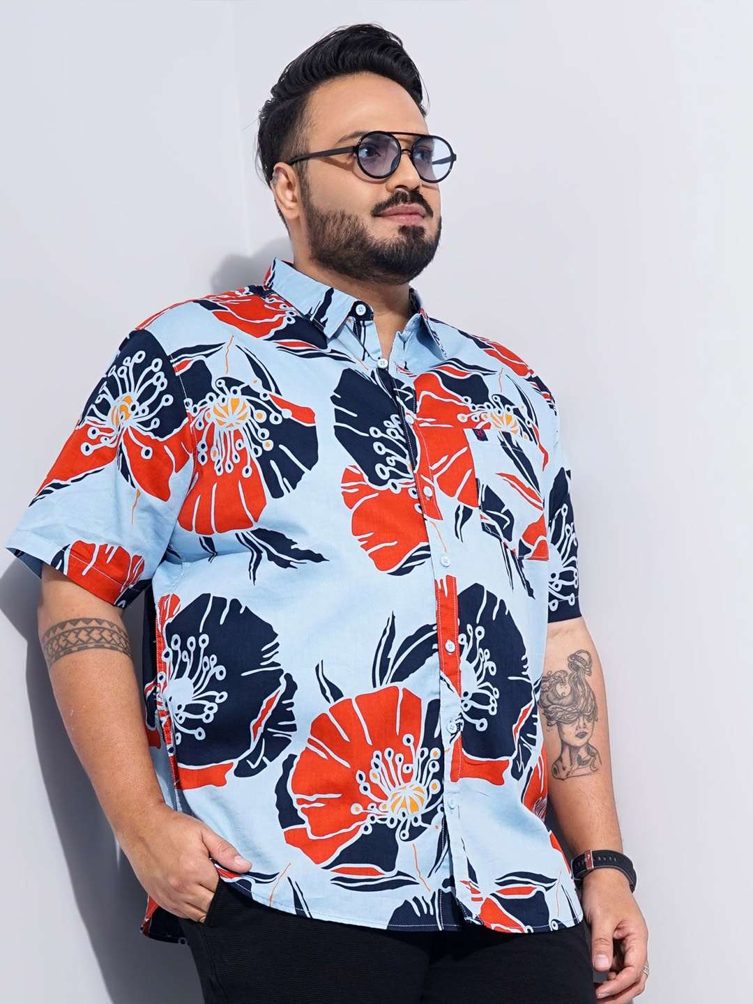 Shop Men Plus Size Floral Printed Shirt Online.