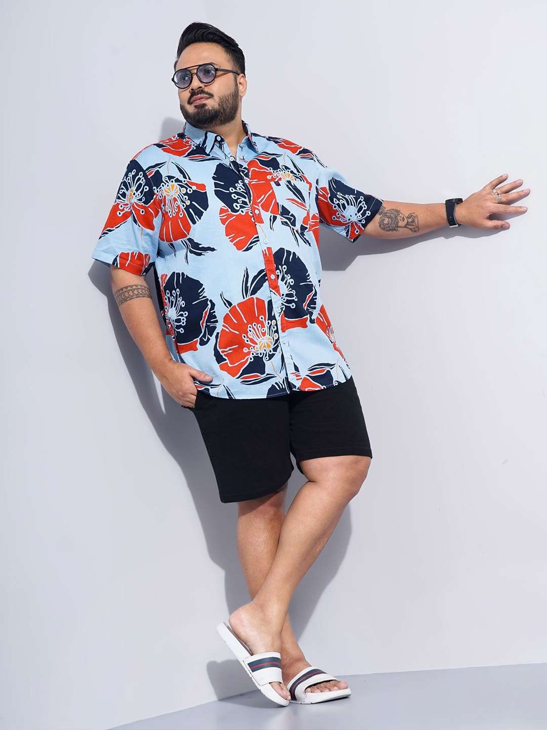 Shop Men Plus Size Floral Printed Shirt Online.