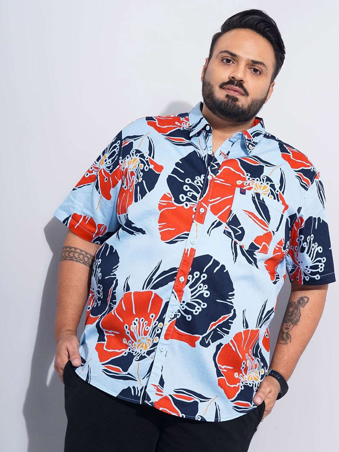 Shop Men Plus Size Floral Printed Shirt Online.