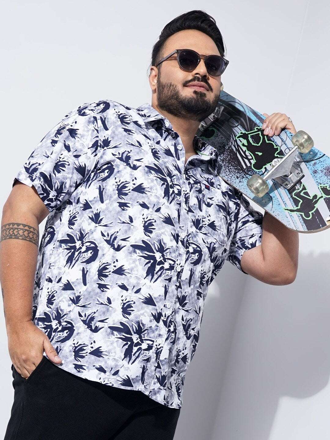 Shop Men Plus Size Floral Printed Shirt Online.