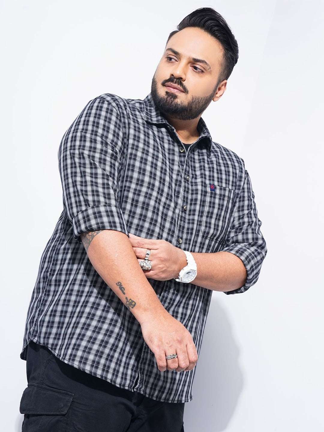 Shop Men Plus Size Checked Shirt Online.