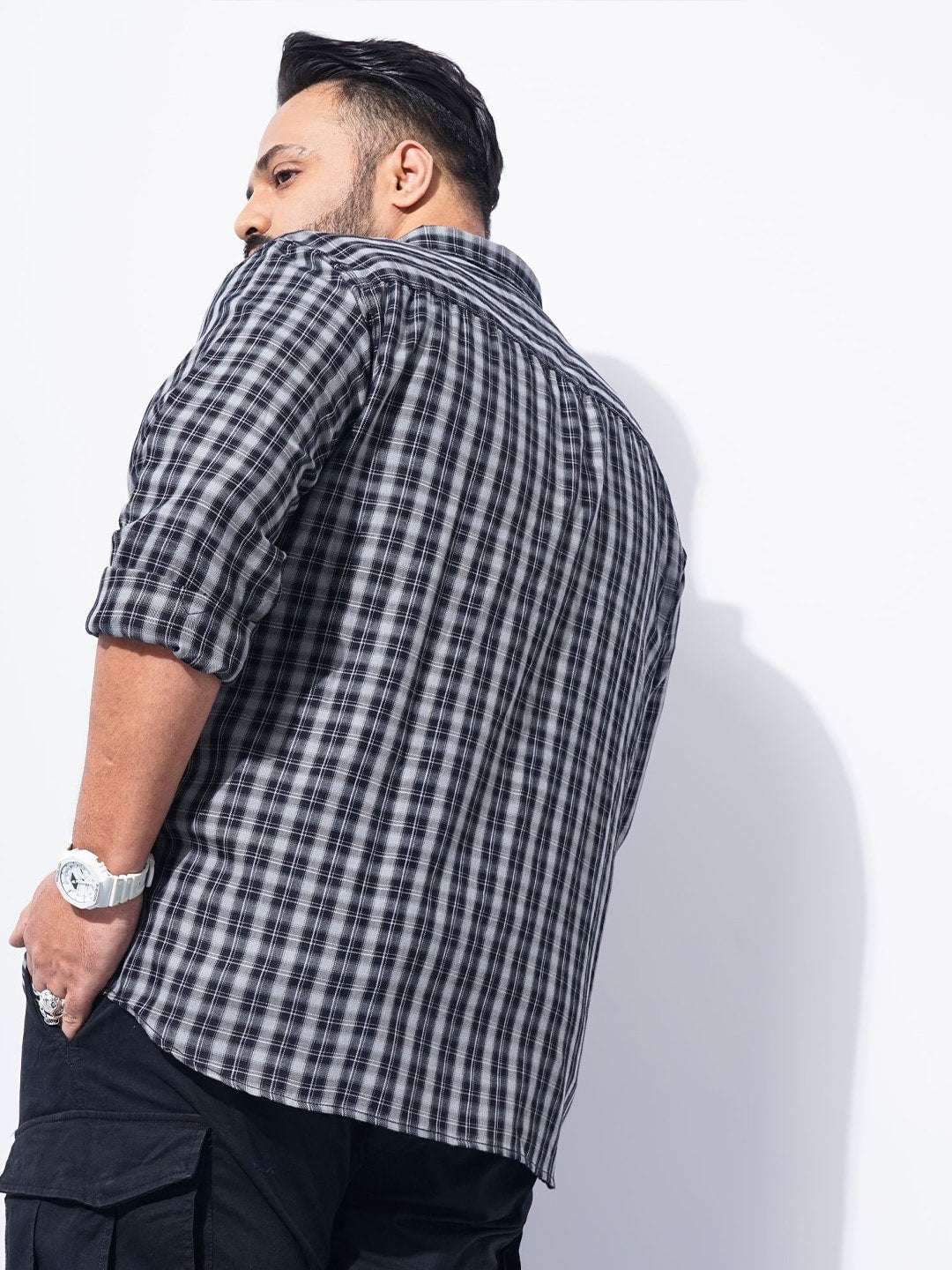 Shop Men Plus Size Checked Shirt Online.