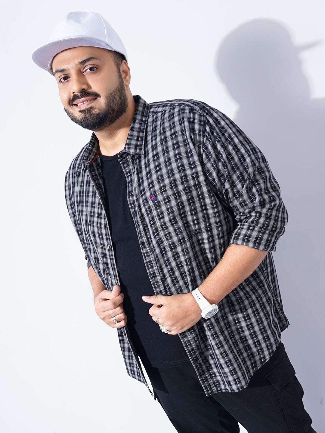 Shop Men Plus Size Checked Shirt Online.