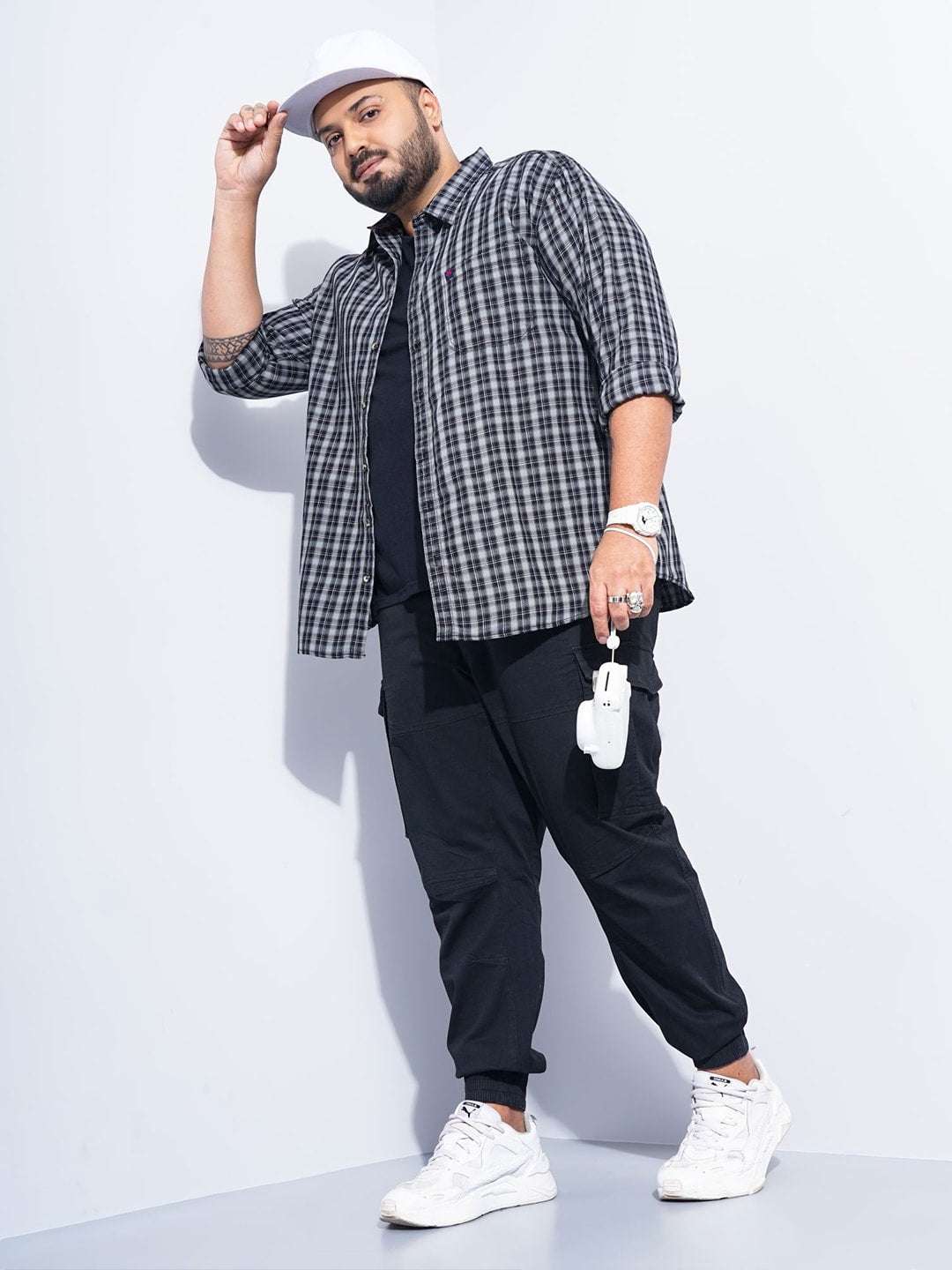 Shop Men Plus Size Checked Shirt Online.