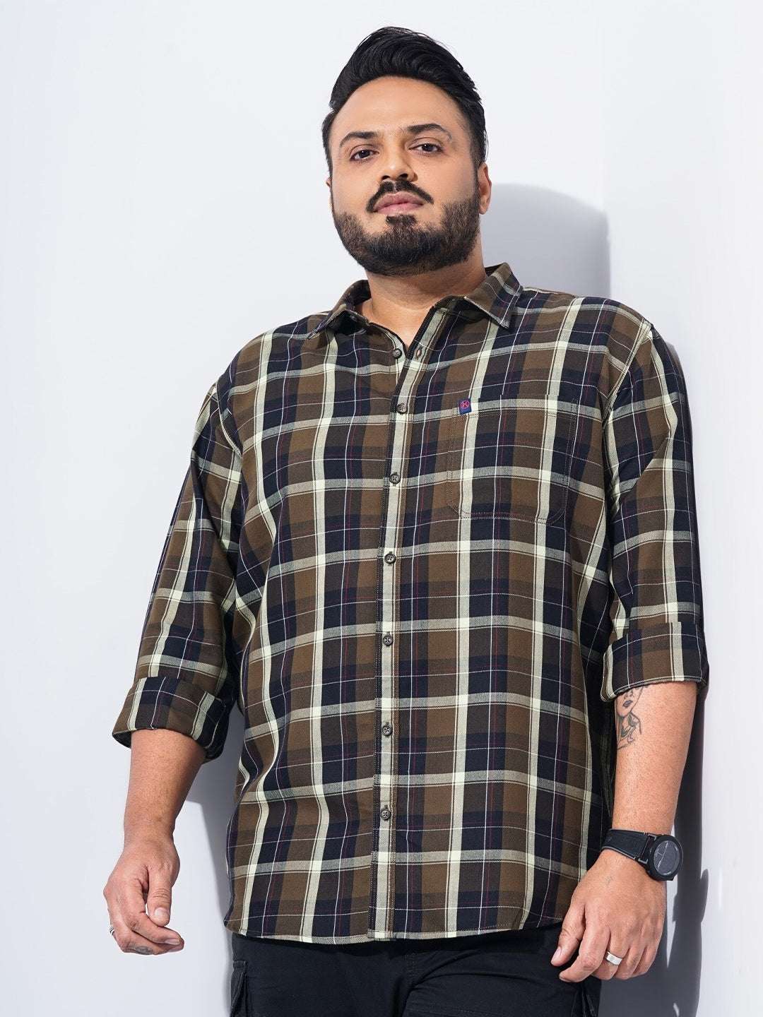 Shop Men Plus Size Checked Shirt Online.