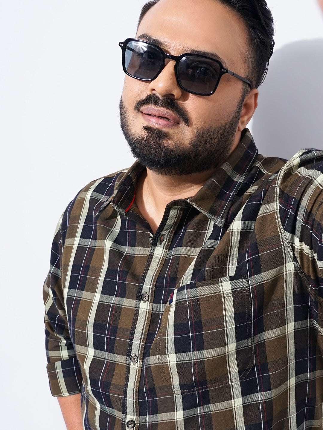 Shop Men Plus Size Checked Shirt Online.