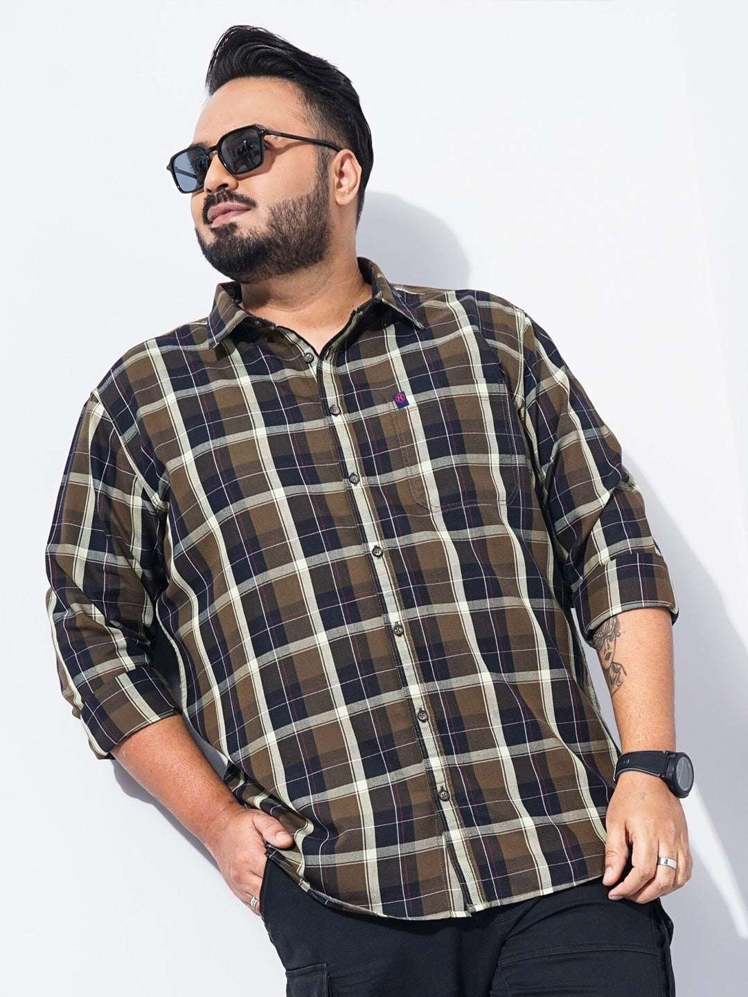 Shop Men Plus Size Checked Shirt Online.