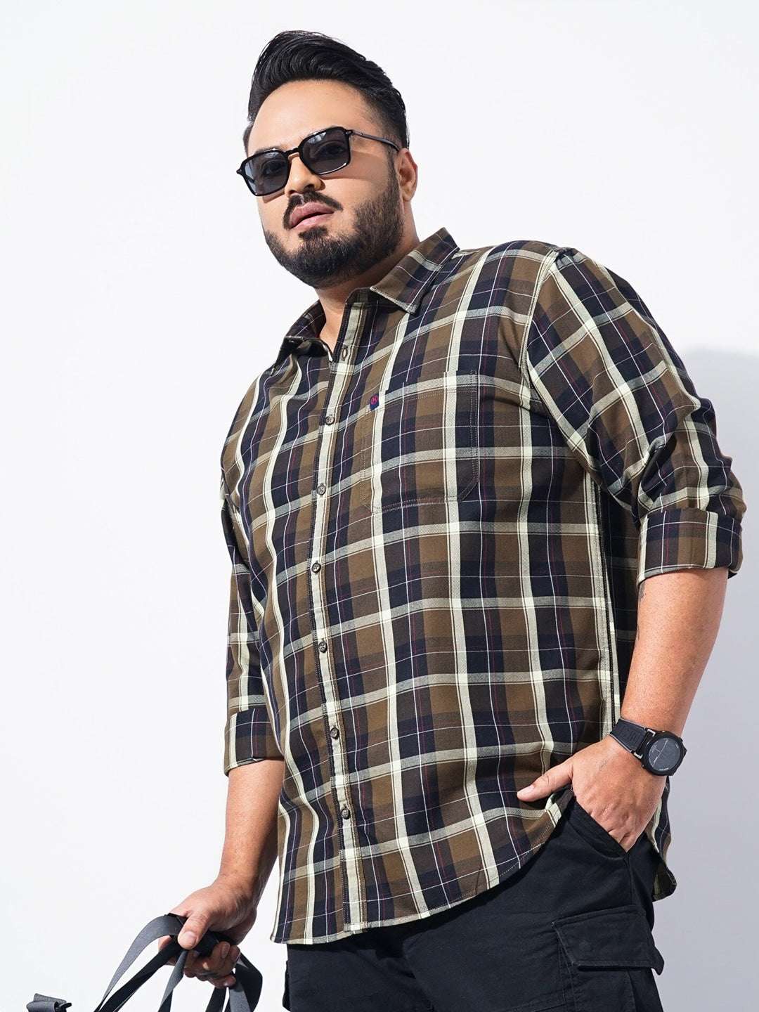 Shop Men Plus Size Checked Shirt Online.