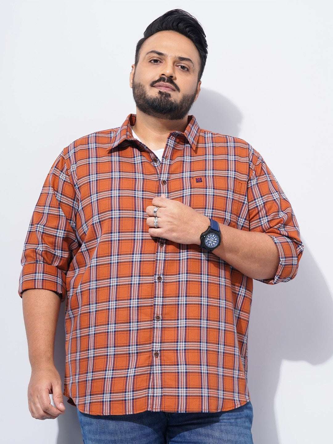 Shop Men's Checked Plus Size Shirt Online.