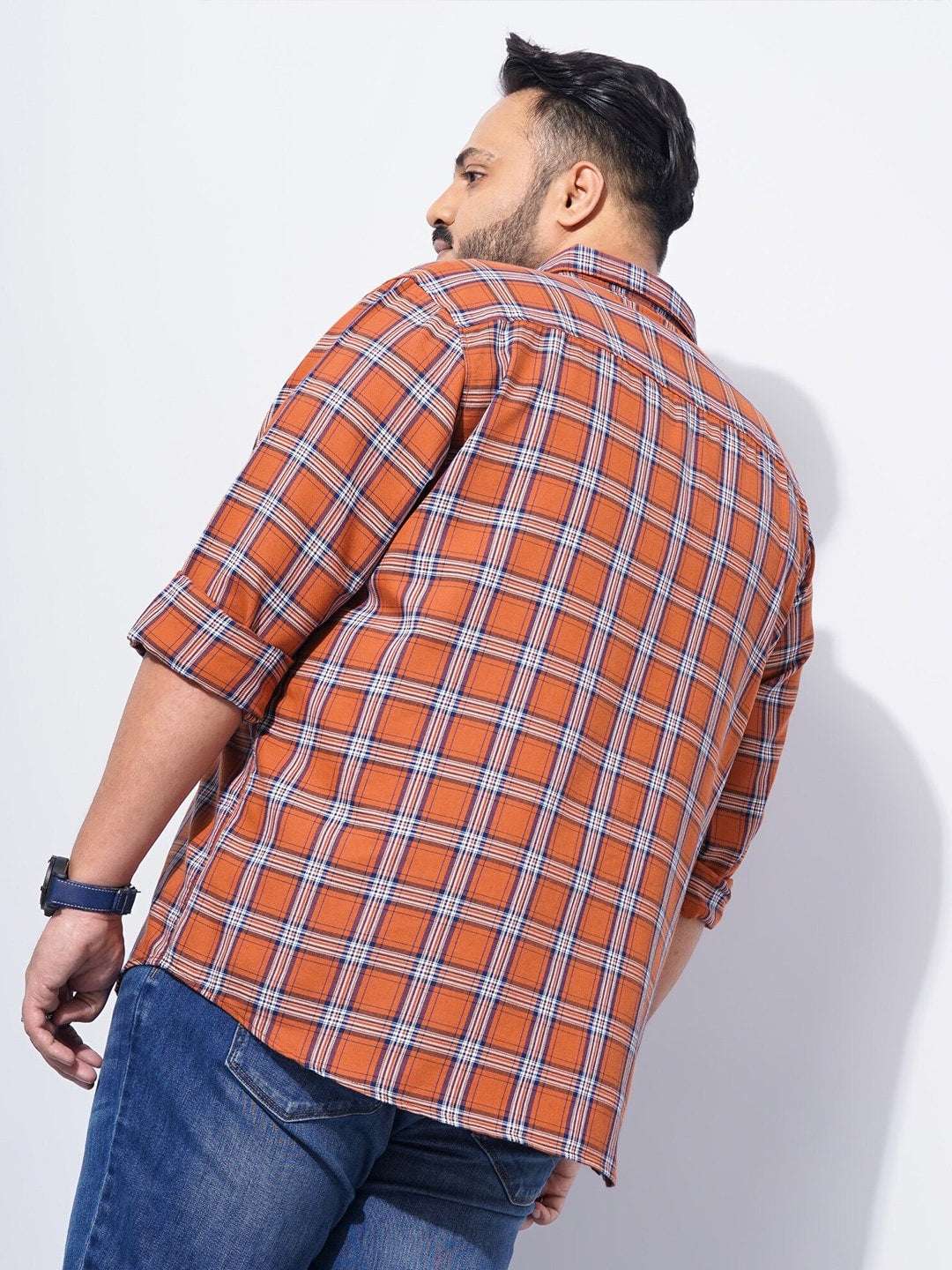 Shop Men's Checked Plus Size Shirt Online.