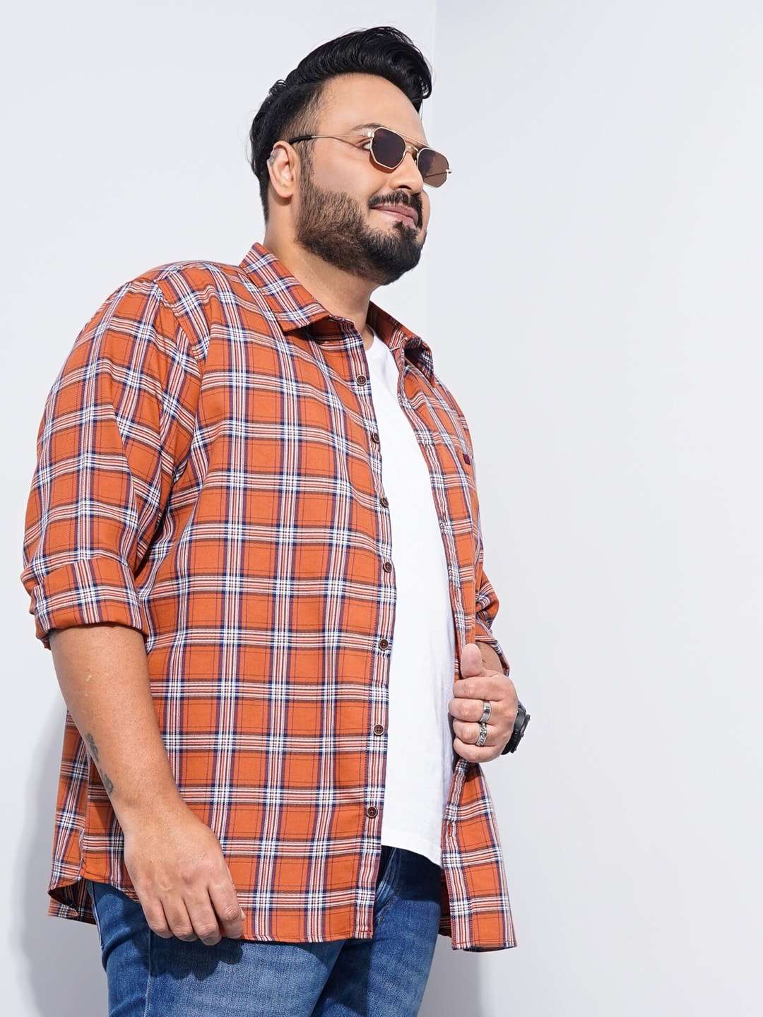 Shop Men's Checked Plus Size Shirt Online.