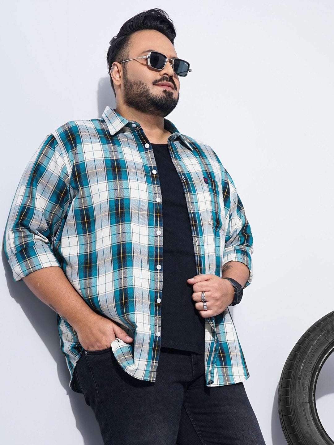 Shop Men Plus Size Checked Shirt Online.