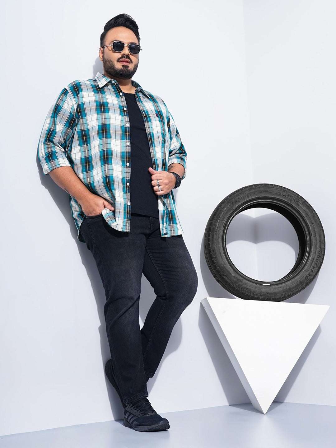 Shop Men Plus Size Checked Shirt Online.