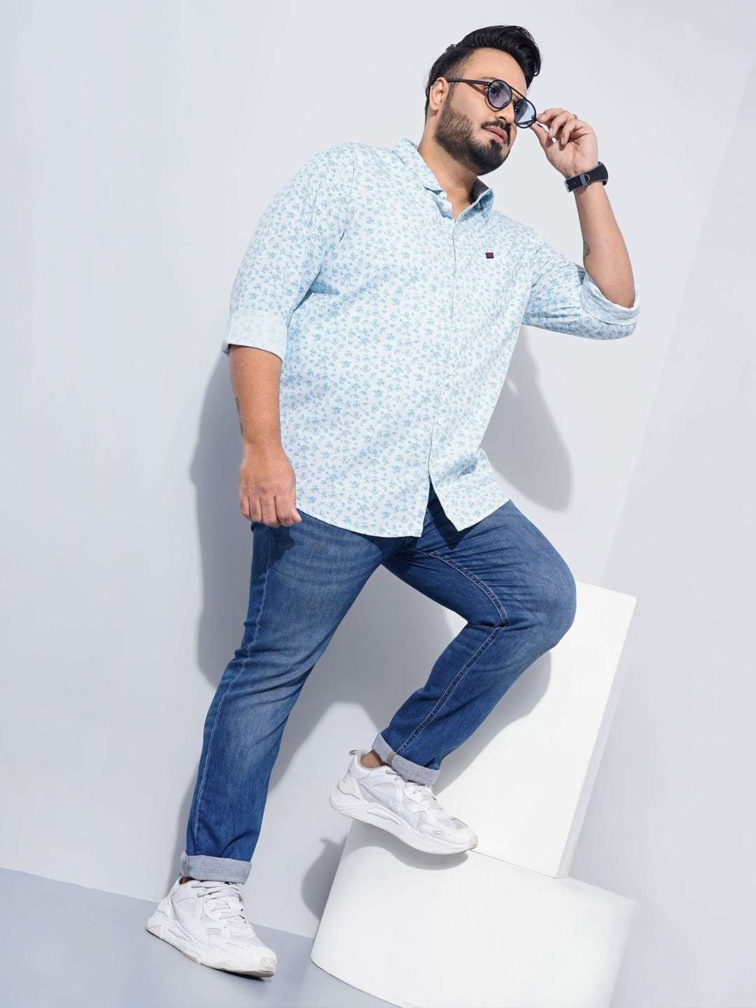 Shop Men Plus Size Floral Printed Shirt Online.