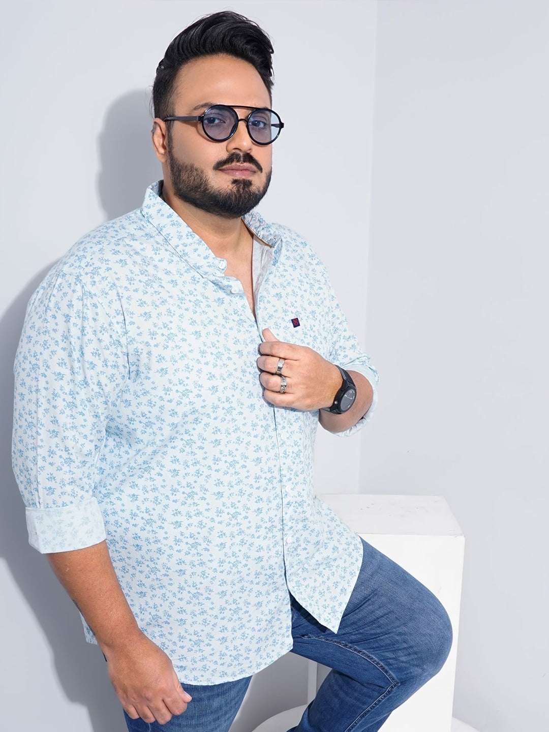 Shop Men Plus Size Floral Printed Shirt Online.