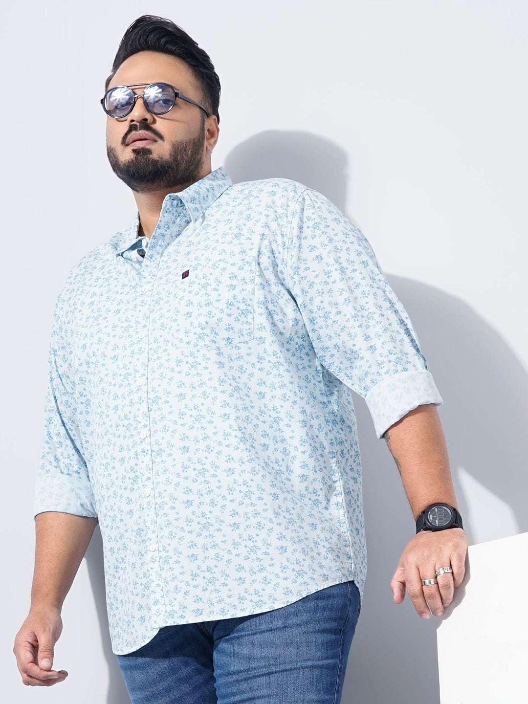 Shop Men Plus Size Floral Printed Shirt Online.