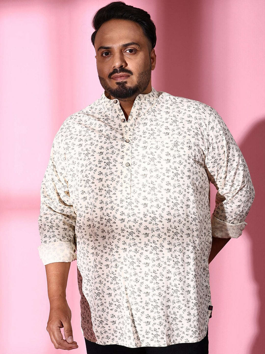 Shop Men Plus Size Floral Short Kurta Online.