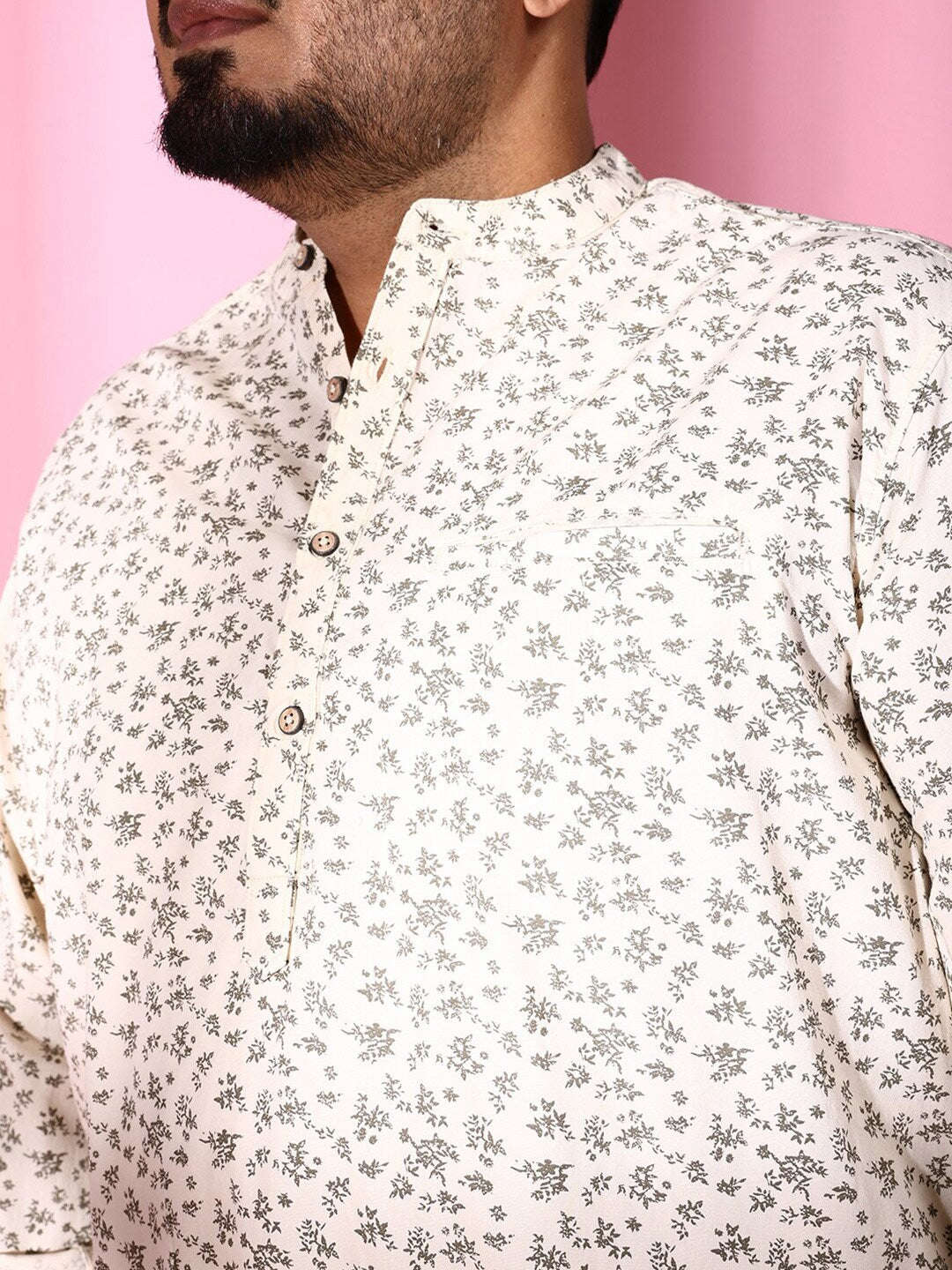 Shop Men Plus Size Floral Short Kurta Online.