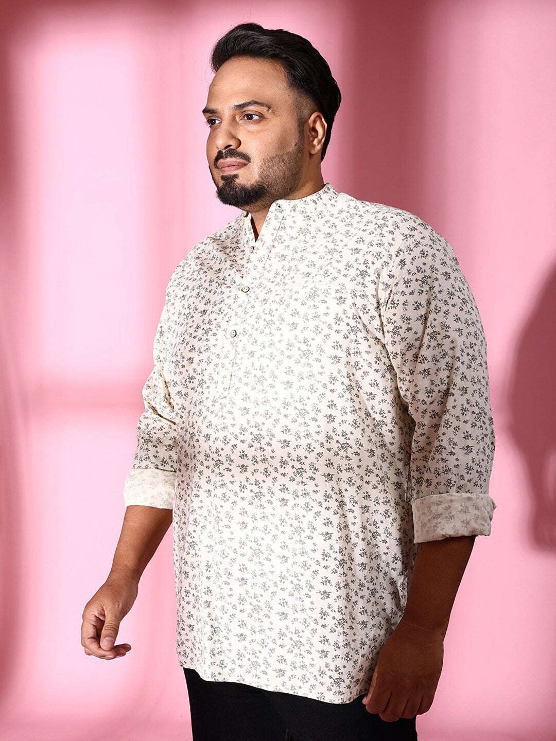 Shop Men Plus Size Floral Short Kurta Online.