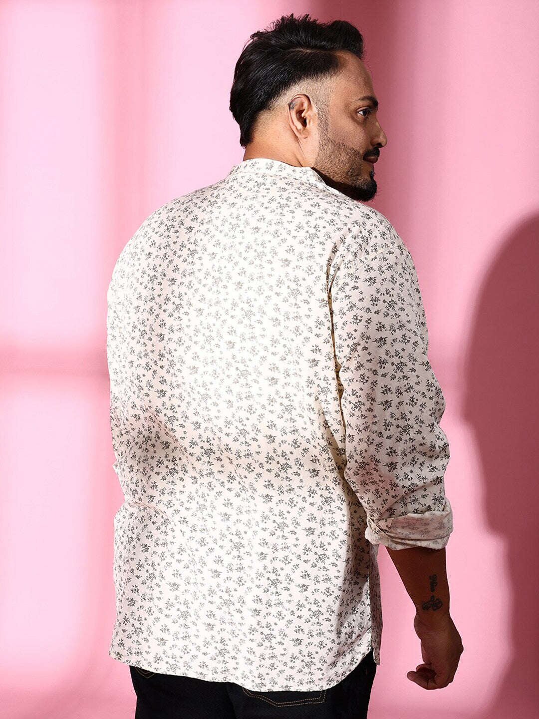 Shop Men Plus Size Floral Short Kurta Online.