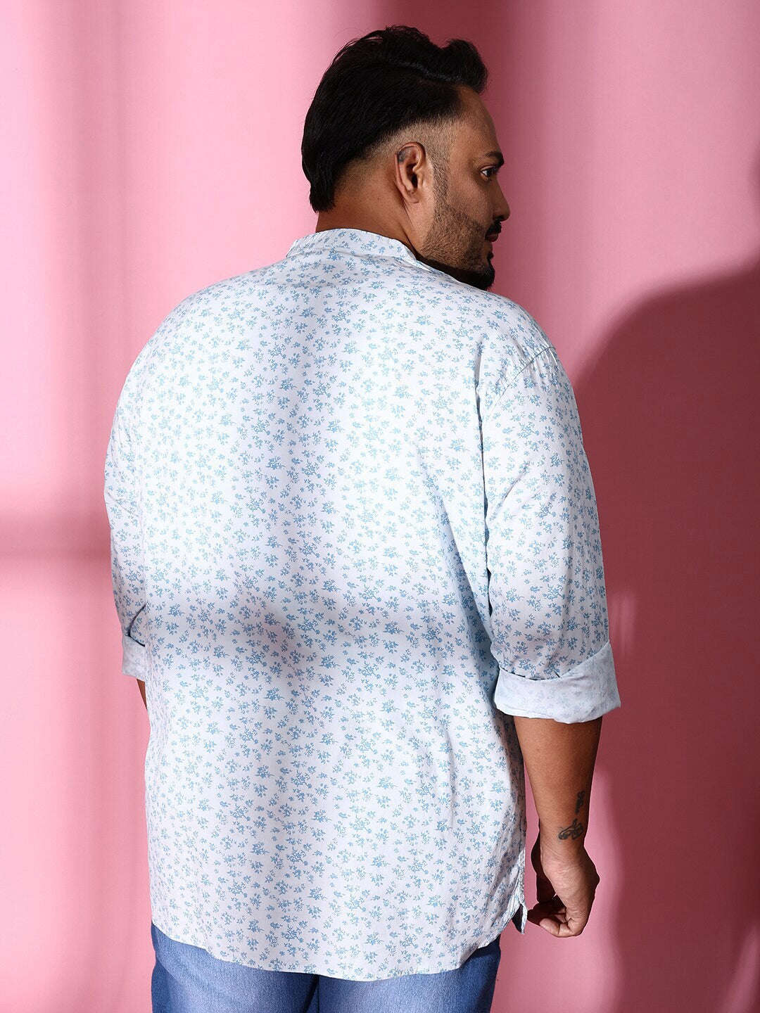 Shop Men Plus Size Floral Short Kurta Online.