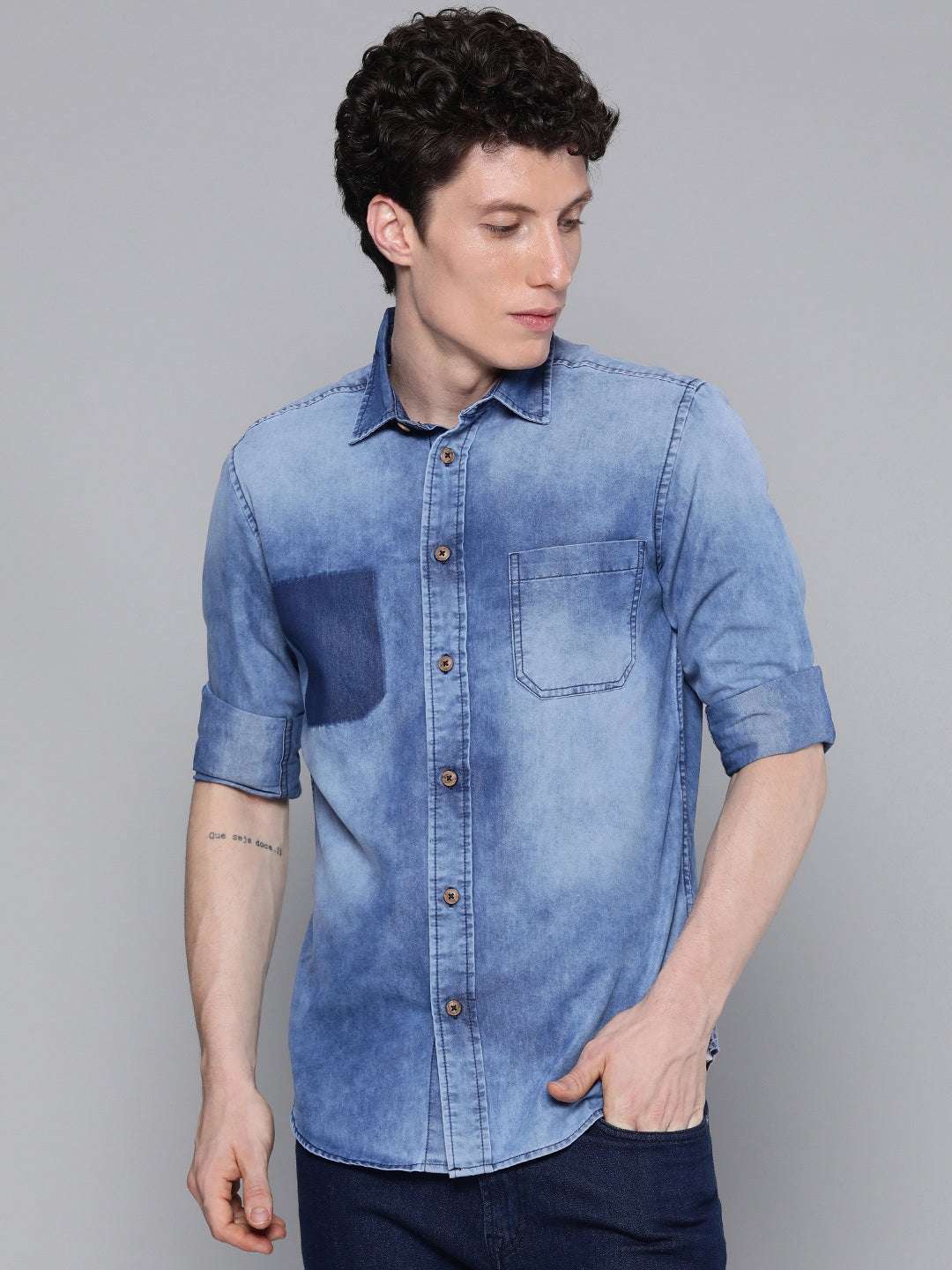 Shop The Indian Garage Co Slim Fit Opaque Casual Shirt Online.