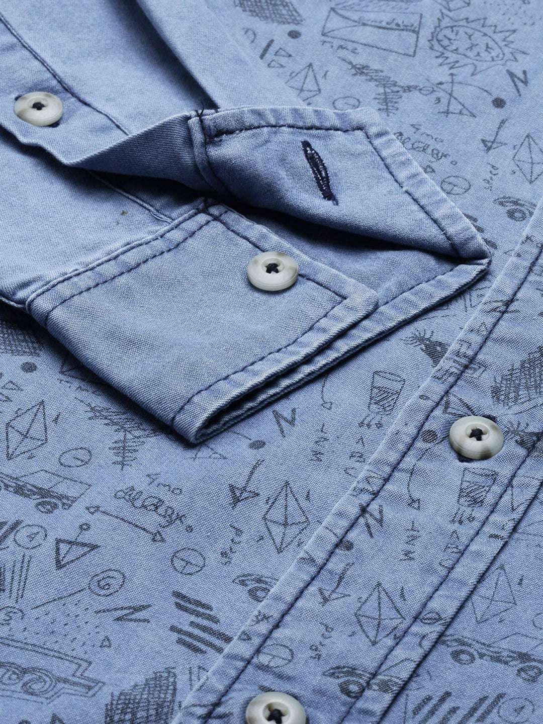 Shop The Indian Garage Co Men Blue Slim Fit Opaque Printed Casual Shirt Online.