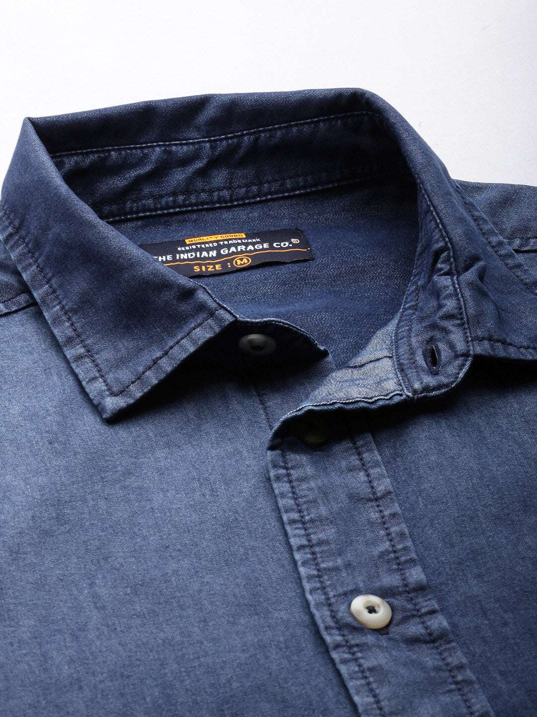 Shop The Indian Garage Co Men Blue Slim Fit Opaque Casual Shirt Online.