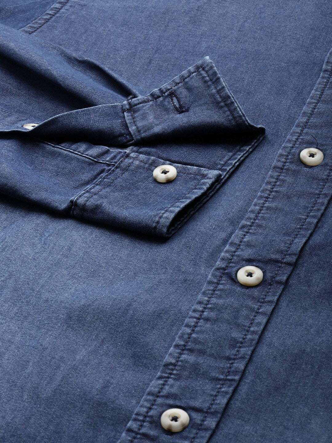 Shop The Indian Garage Co Men Blue Slim Fit Opaque Casual Shirt Online.