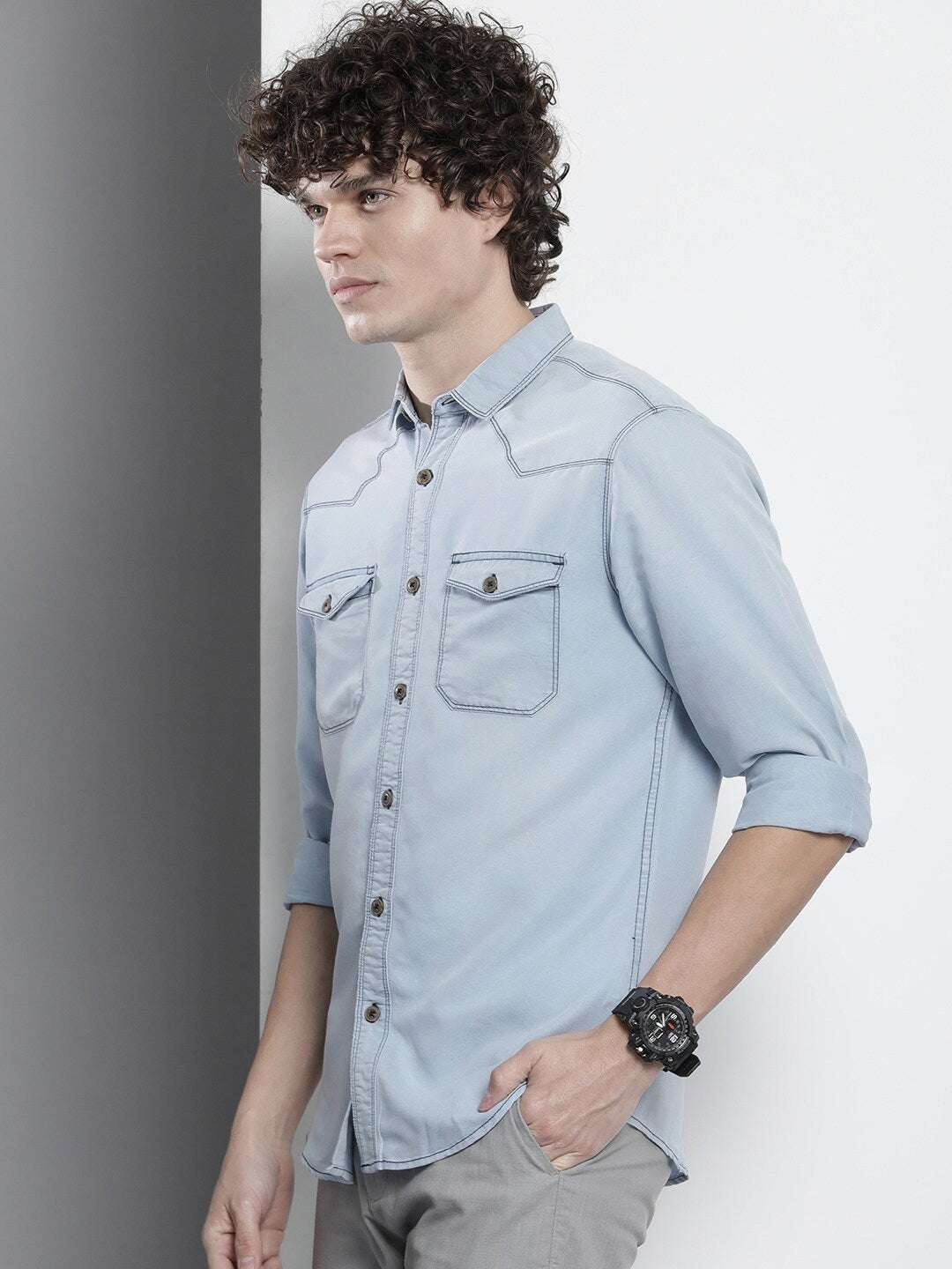 Shop The Indian Garage Co Men Slim Fit Casual Shirt Online.