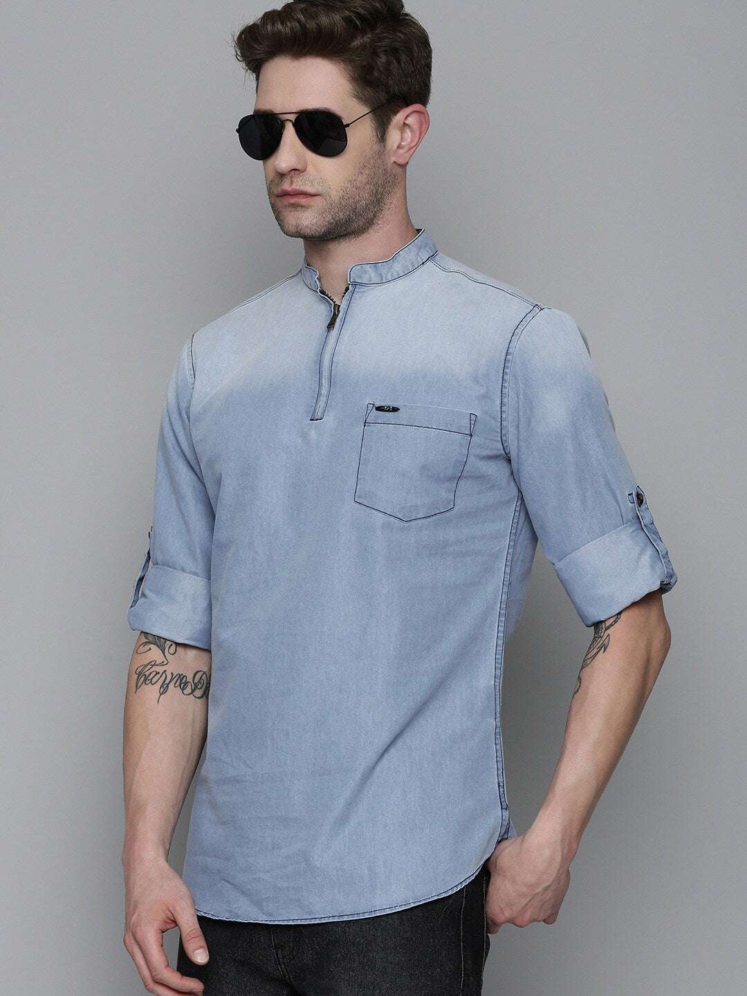 Shop Men Denim Kurta Online.