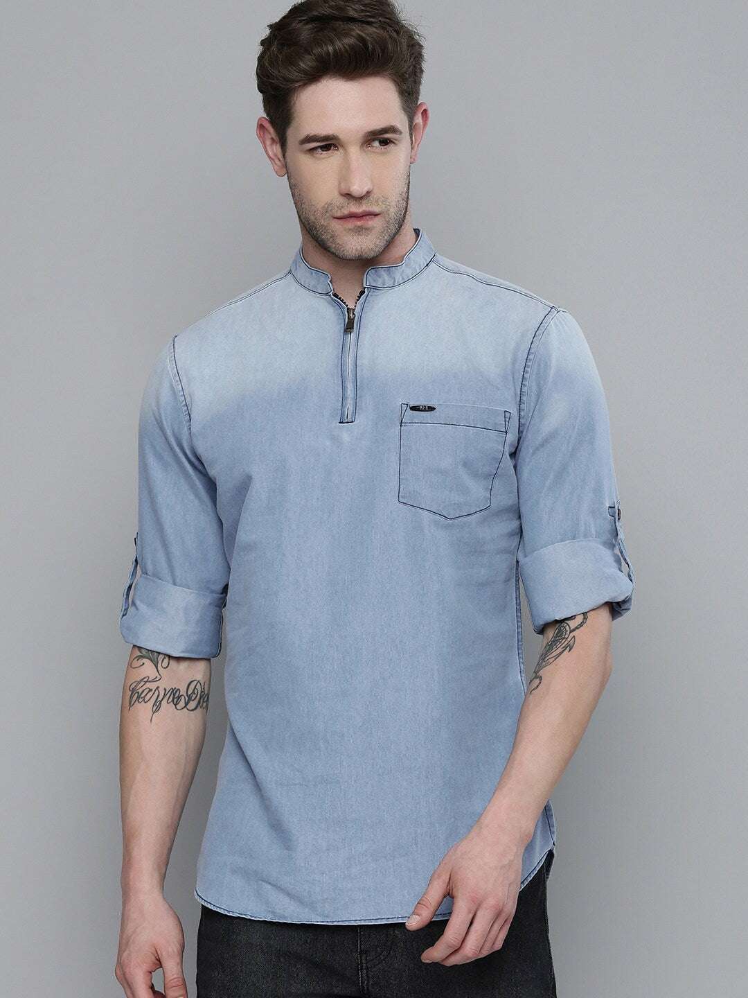 Shop Men Denim Kurta Online.