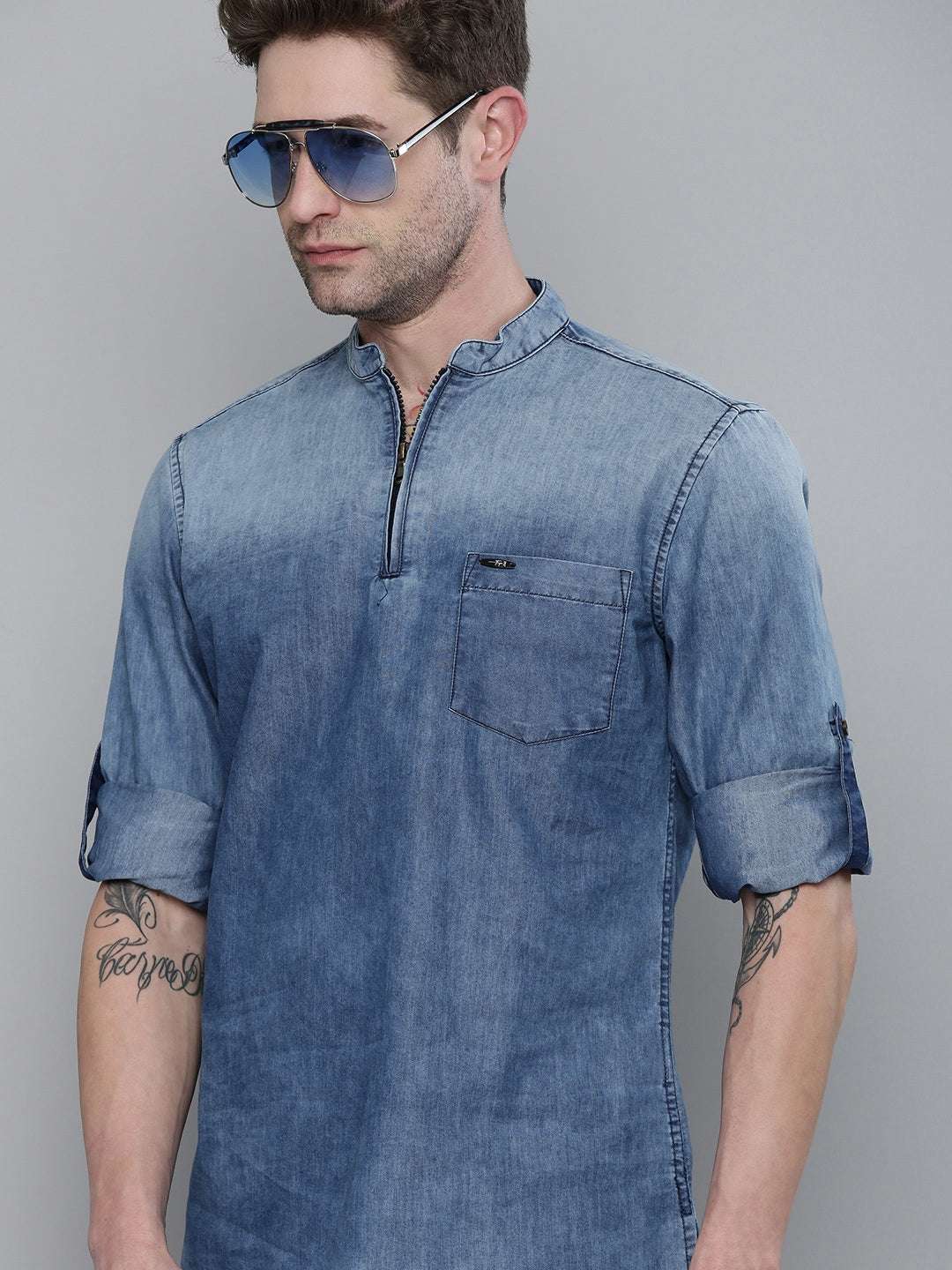 Shop Men Denim Kurta Online.