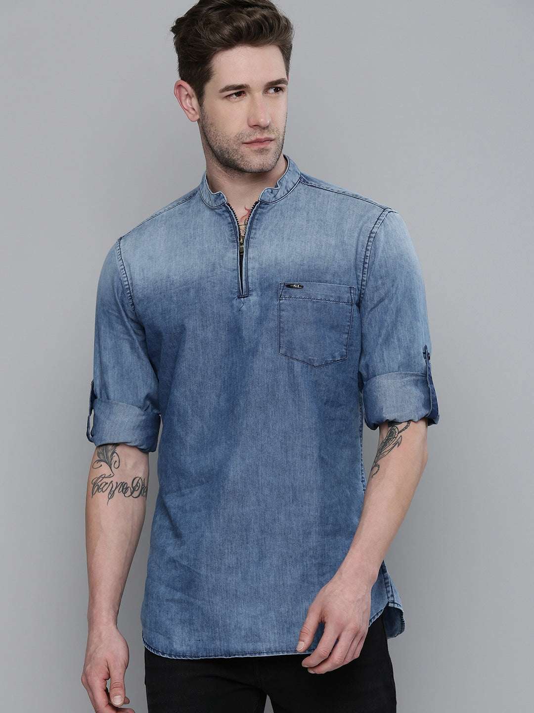 Shop Men Denim Kurta Online.