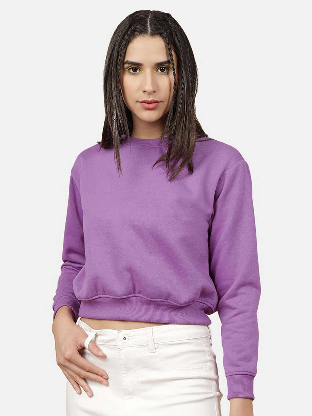 Shop Women's Solid Regular Fit Sweatshirt Online.