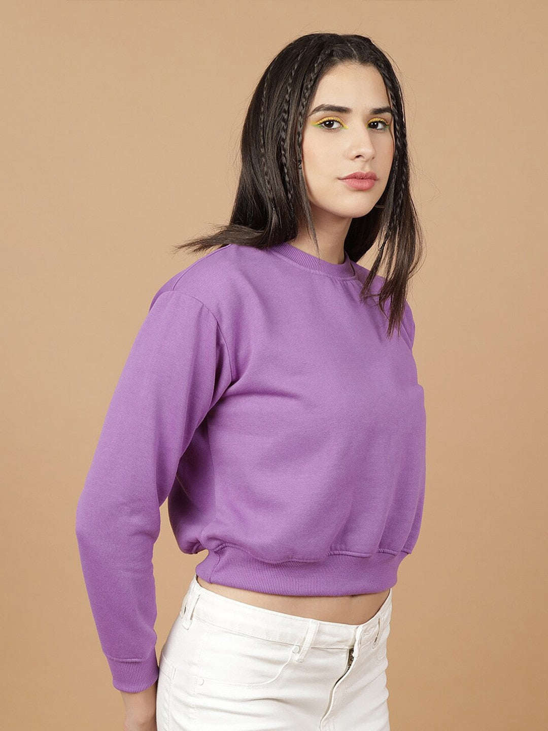 Shop Women's Solid Regular Fit Sweatshirt Online.