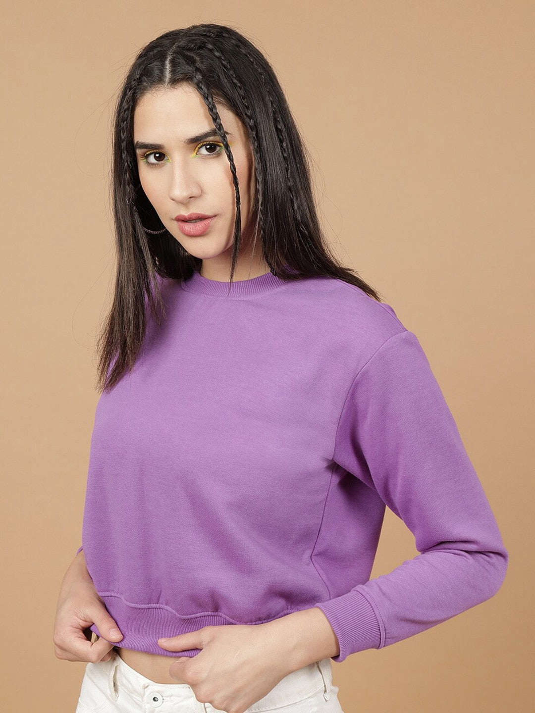 Shop Women's Solid Regular Fit Sweatshirt Online.