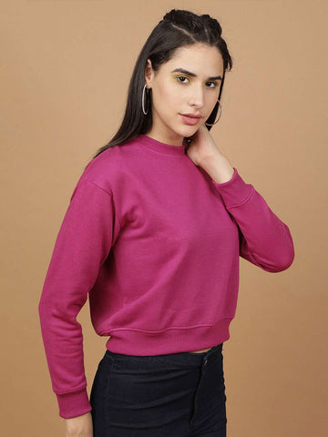 Shop Women's Solid Regular Fit Sweatshirt Online.