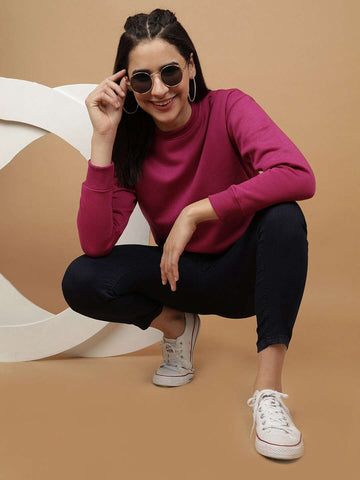 Shop Women's Solid Regular Fit Sweatshirt Online.