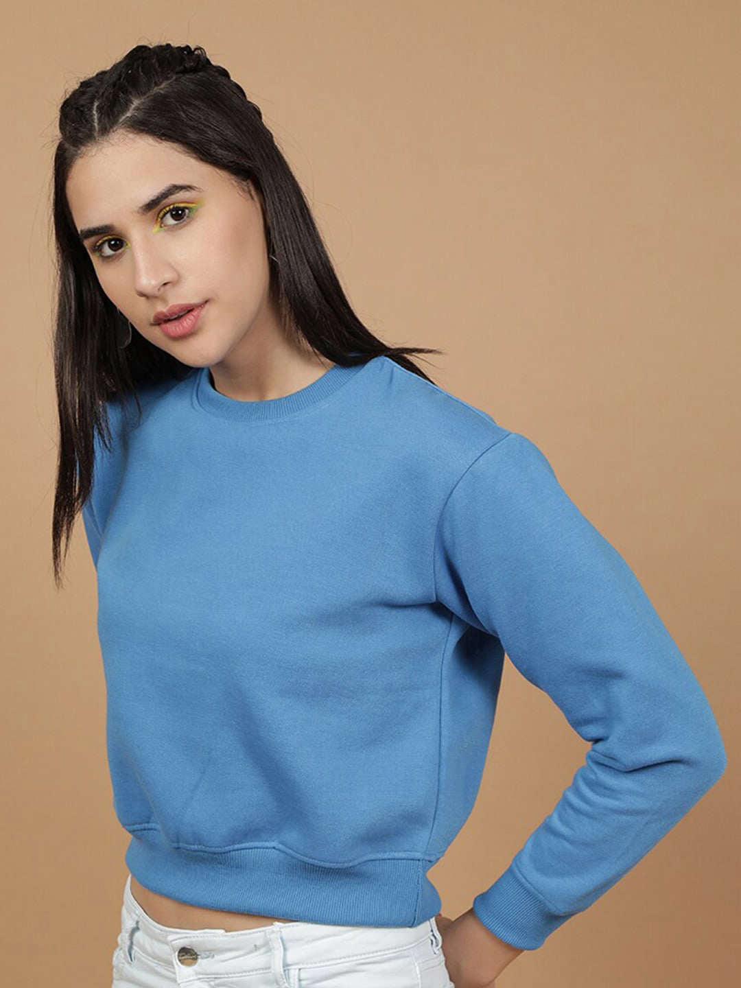 Shop Women's Solid Regular Fit Sweatshirt Online.