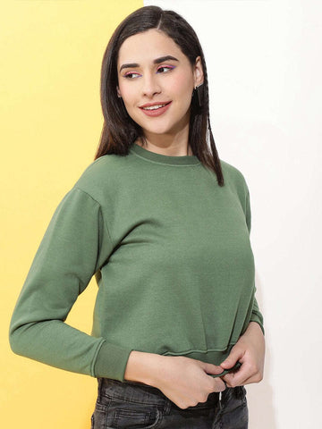 Shop Women's Solid Regular Fit Sweatshirt Online.