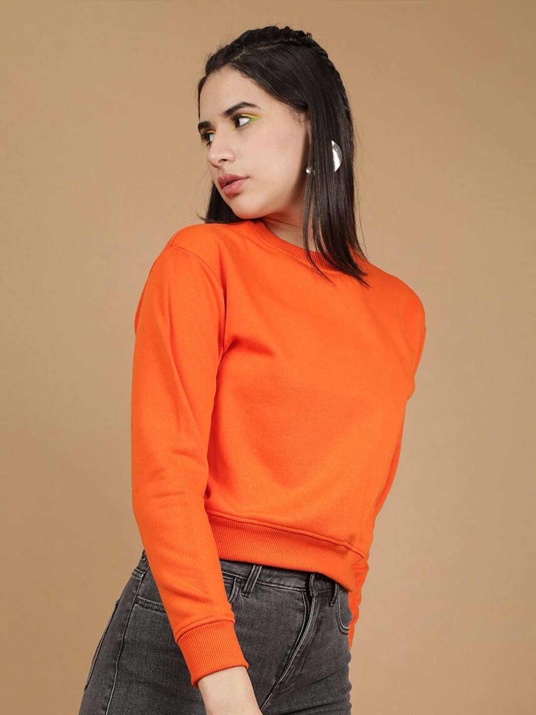 Shop Women's Solid Regular Fit Sweatshirt Online.